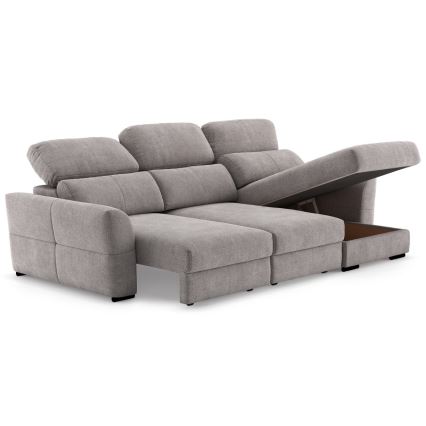 Divano angolare reversibile 3 posti trasformabile in letto con contenitore TRENTO taupe