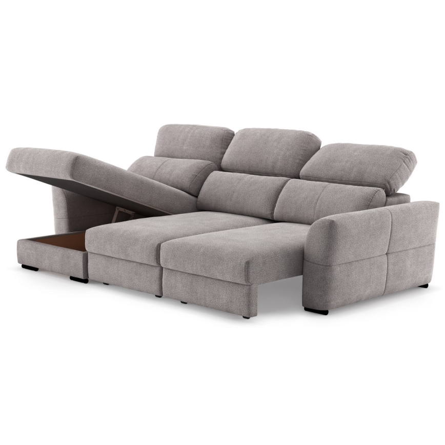 Divano angolare reversibile 3 posti trasformabile in letto con contenitore TRENTO taupe