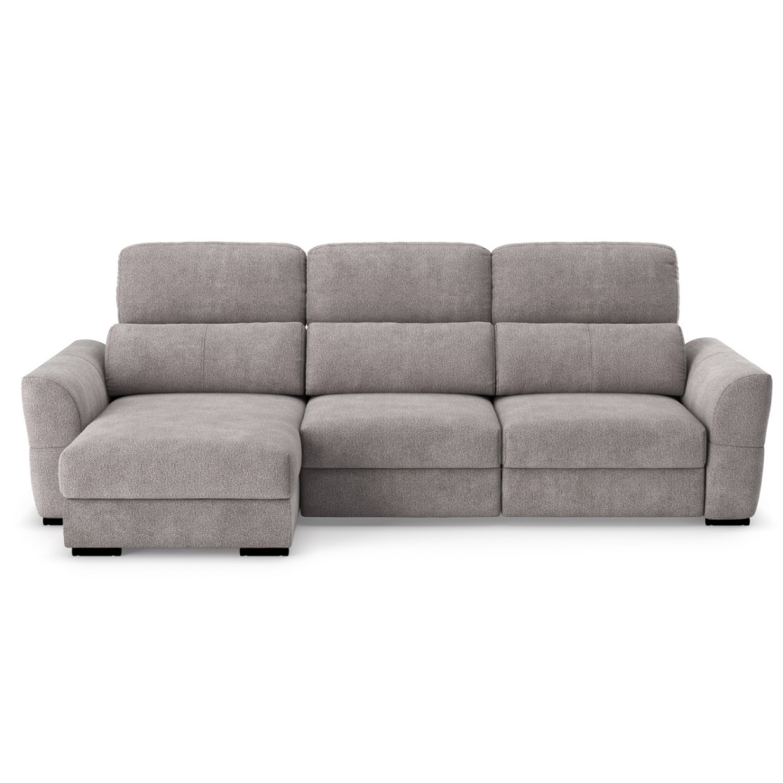 Divano angolare reversibile 3 posti trasformabile in letto con contenitore TRENTO taupe