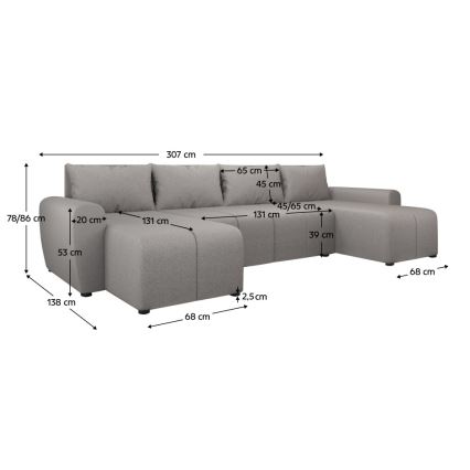 Divano letto angolare universale imbottito NEWPORT grigio