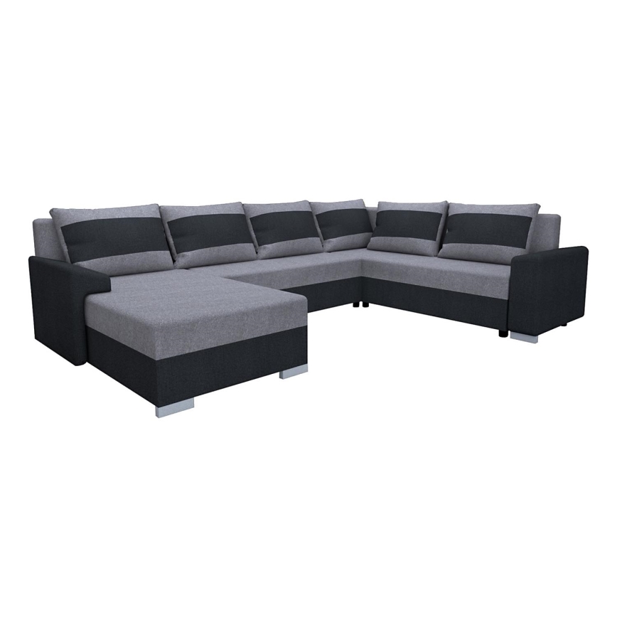 Divano letto angolare universale imbottito OXFORD nero/grigio