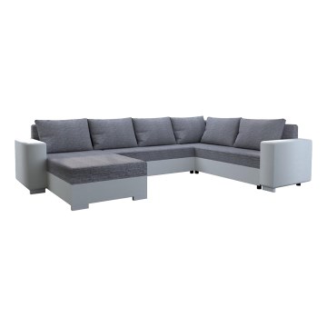 Divano letto angolare universale imbottito YORK bianco/grigio