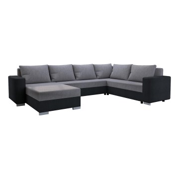 Divano letto angolare universale imbottito YORK grigio/nero