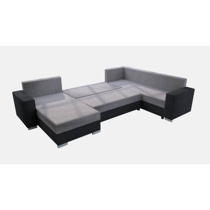 Divano letto angolare universale imbottito YORK grigio/nero