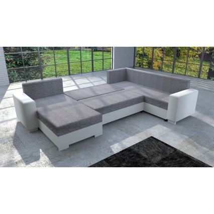 Divano letto angolare universale imbottito YORK bianco/grigio