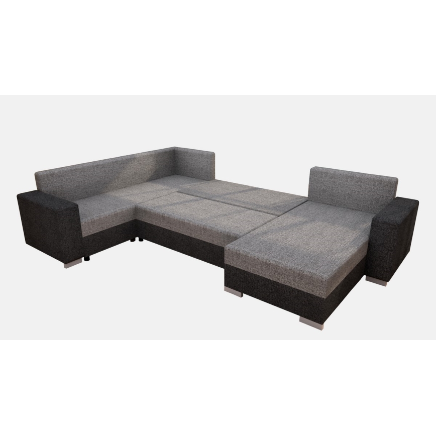 Divano letto universale imbottito a forma di U YORK marrone/beige