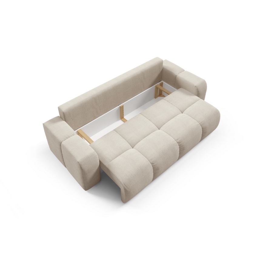 Divano letto imbottito a tre posti con contenitore ALMADA beige