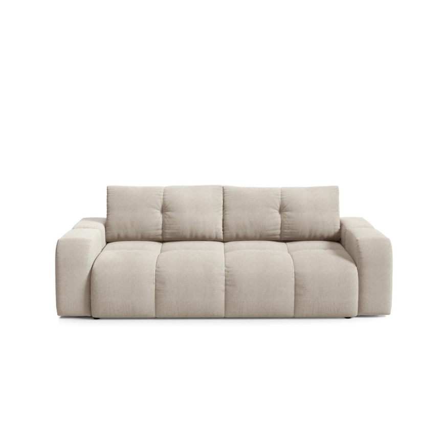 Divano letto imbottito a tre posti con contenitore ALMADA beige