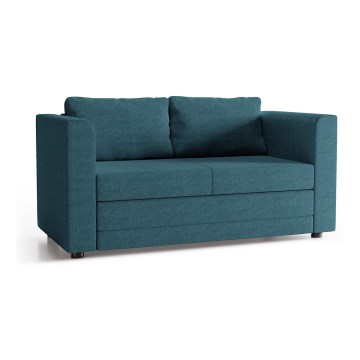Divano letto imbottito due posti con braccioli LAYLA blu