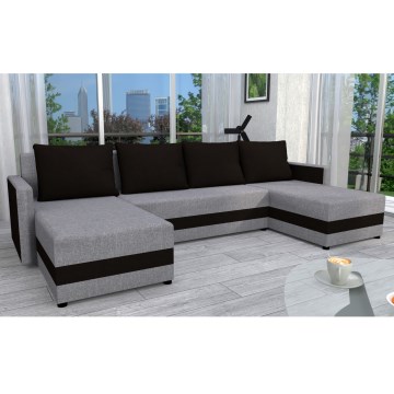 Divano letto universale imbottito a forma di U BRISTOL grigio/nero