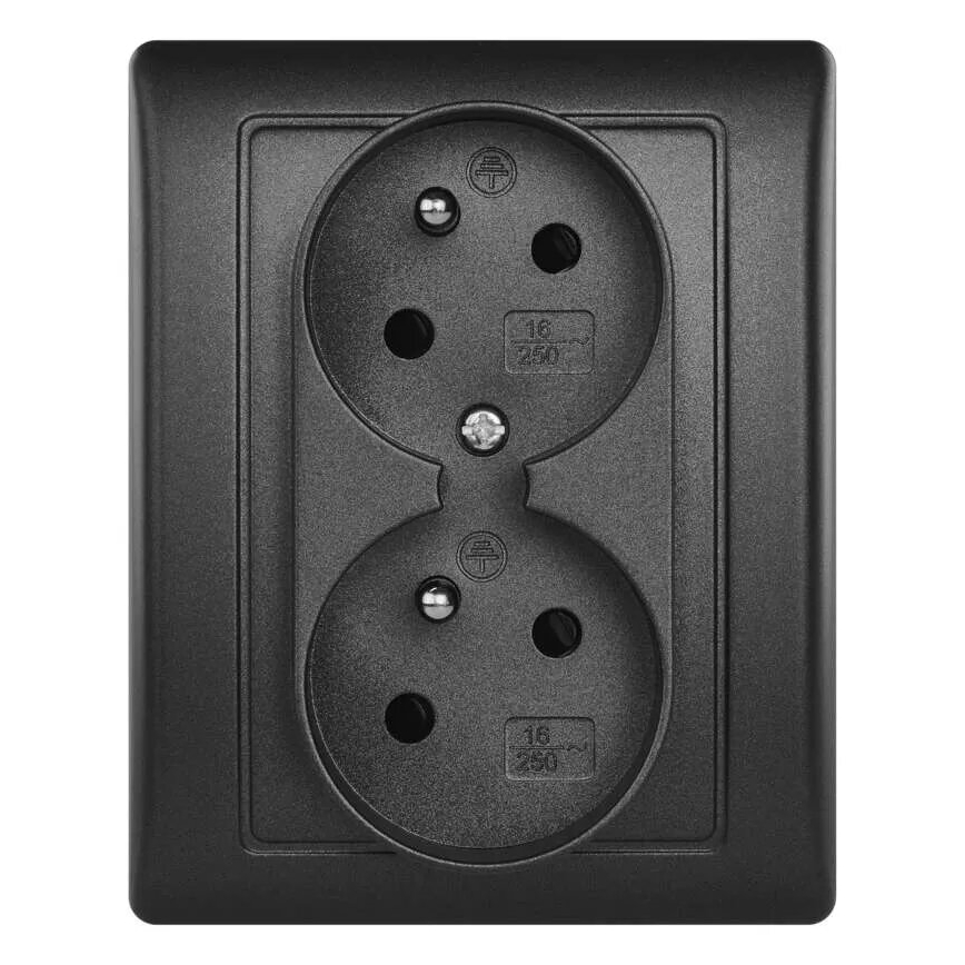 Doppel-Haushaltssteckdose 250V/16A anthrazit