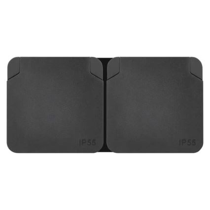 Doppelsteckdose für feuchte Umgebungen IP55