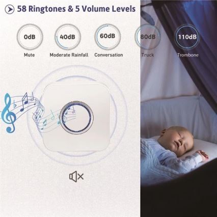 Drahtlose Türklingel 3xAAA IP55 Weiß