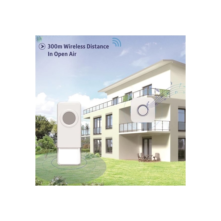 Drahtlose Türklingel 3xAAA IP55 Weiß
