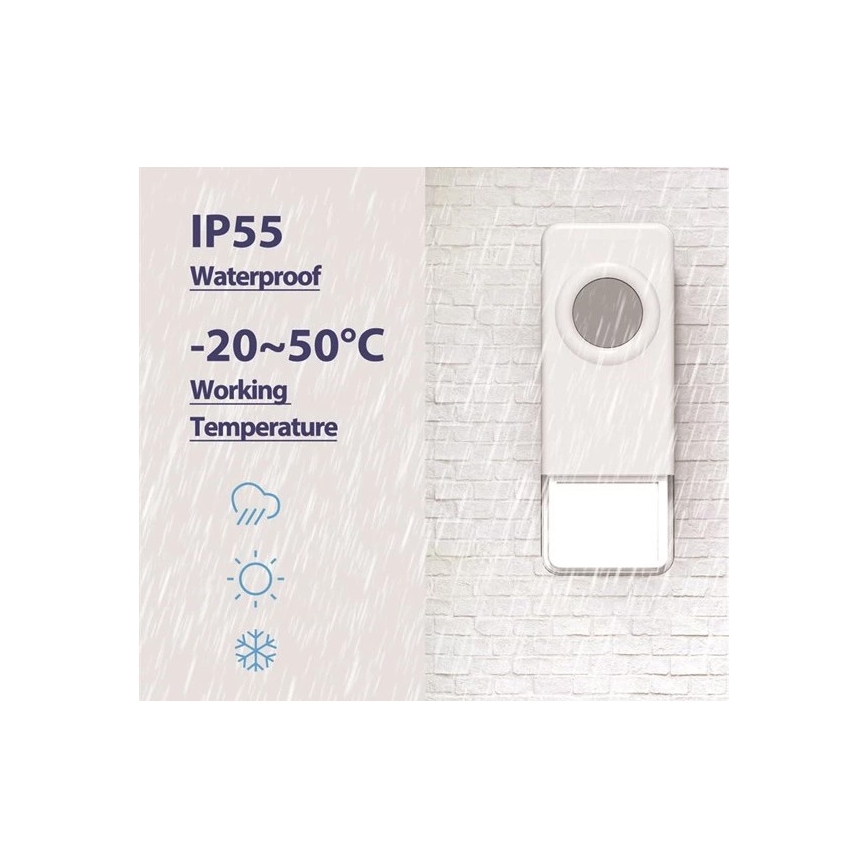 Drahtlose Türklingel 3xAAA IP55 Weiß