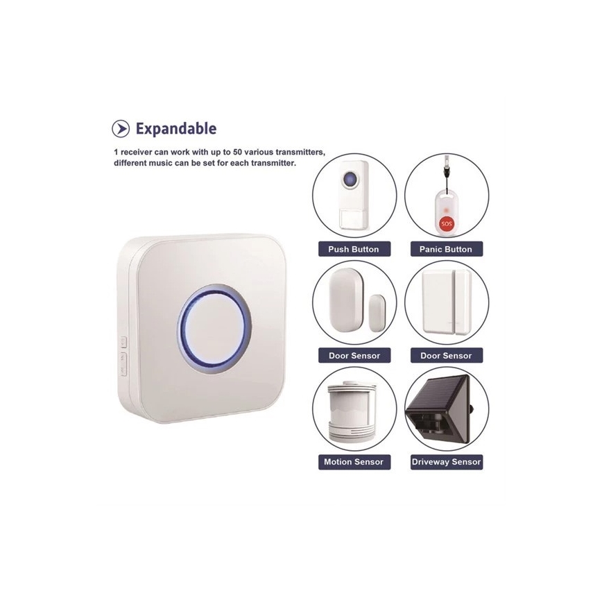 Drahtlose Türklingel 3xAAA IP55 Weiß