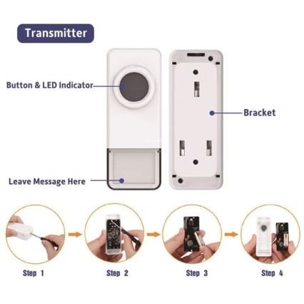 Drahtlose Türklingel 3xAAA IP55 Weiß