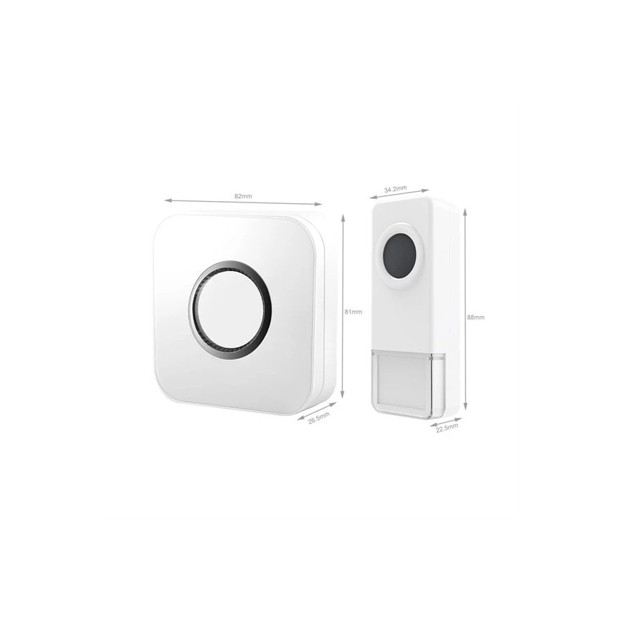 Drahtlose Türklingel 3xAAA IP55 Weiß
