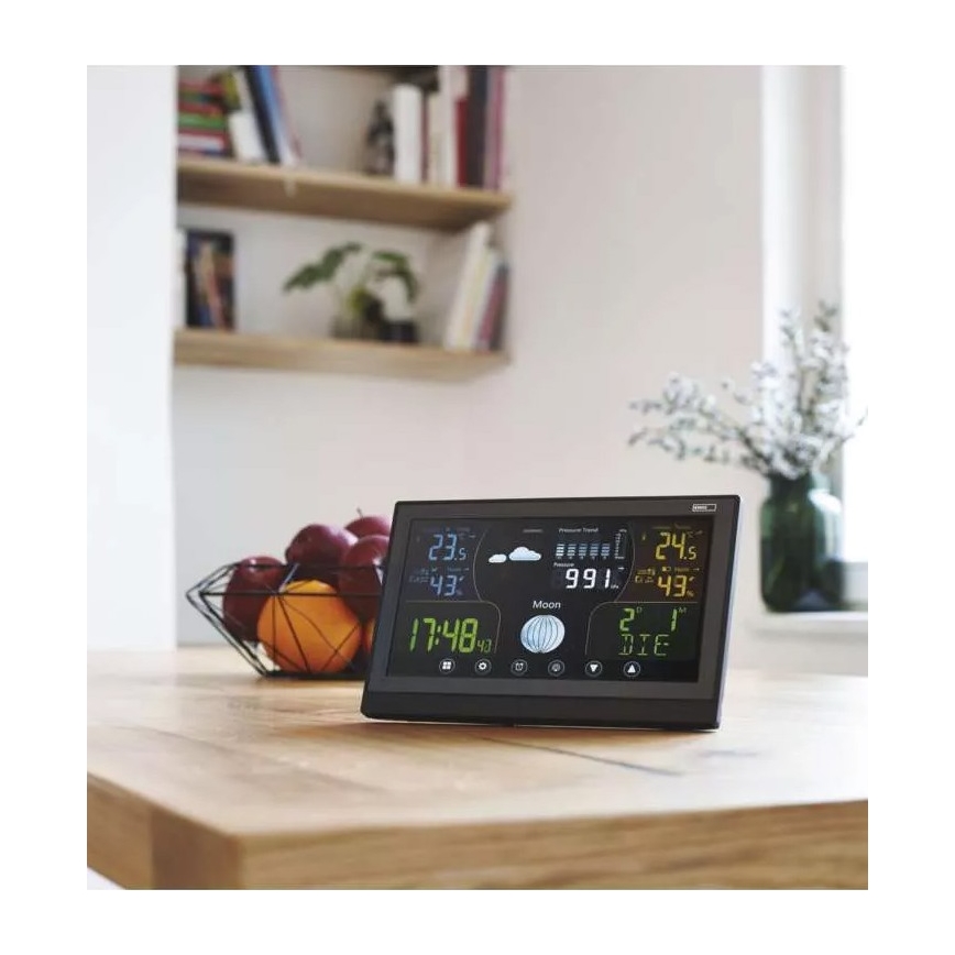 Drahtlose Wetterstation mit Alarmfunktion 3xAAA schwarz