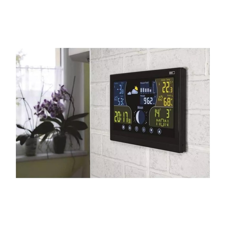 Drahtlose Wetterstation mit Alarmfunktion 3xAAA schwarz