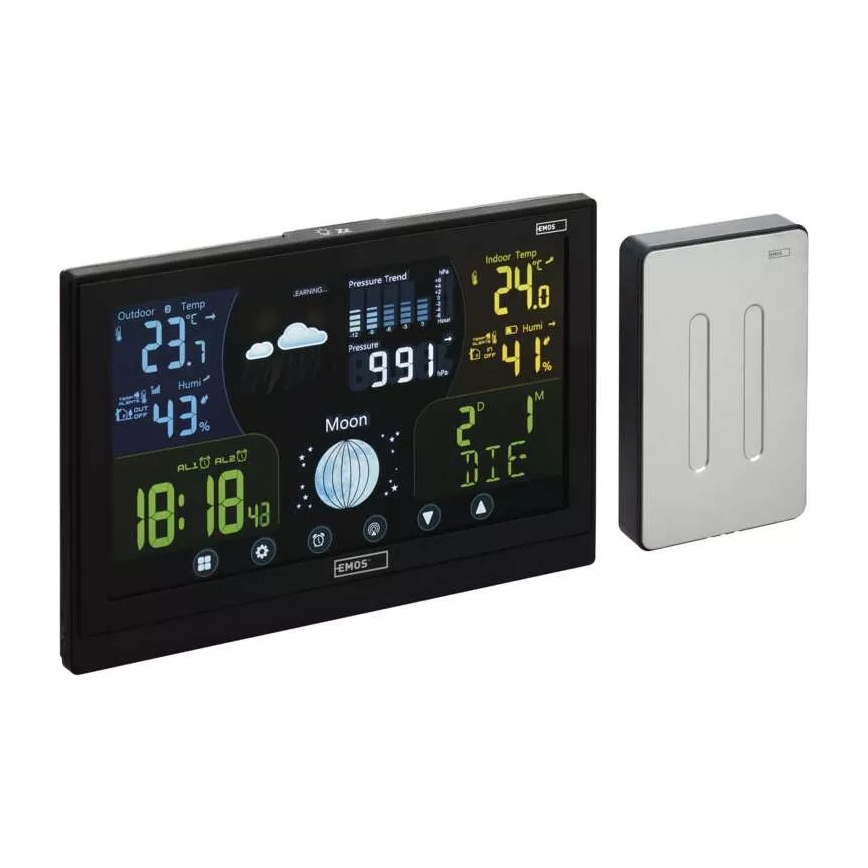 Drahtlose Wetterstation mit Alarmfunktion 3xAAA schwarz