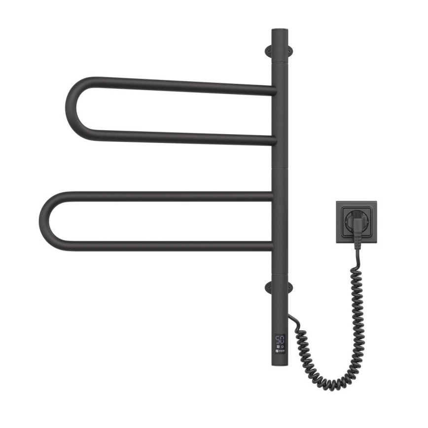 Drehbarer Elektro-Handtuchhalter mit Thermostat FOUETTE 128W/230V 64,6 cm IP44 schwarz