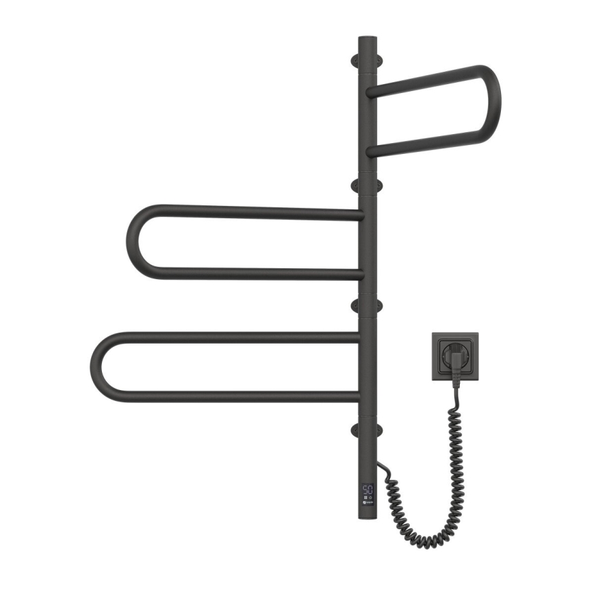 Drehbarer Elektro-Handtuchhalter mit Thermostat FOUETTE 185W/230V 81,8 cm IP44 schwarz