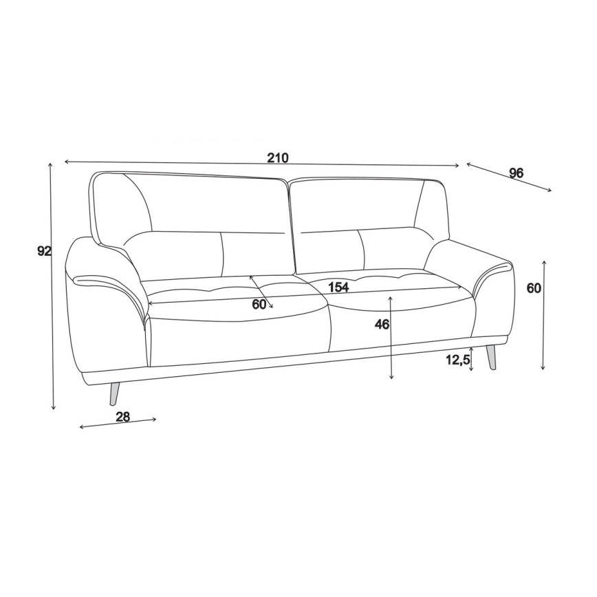 Dreisitziges Sofa LIVORNO schwarz