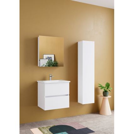 Dřevojas - Mobile da bagno con specchio NEXI 60x68 cm bianco
