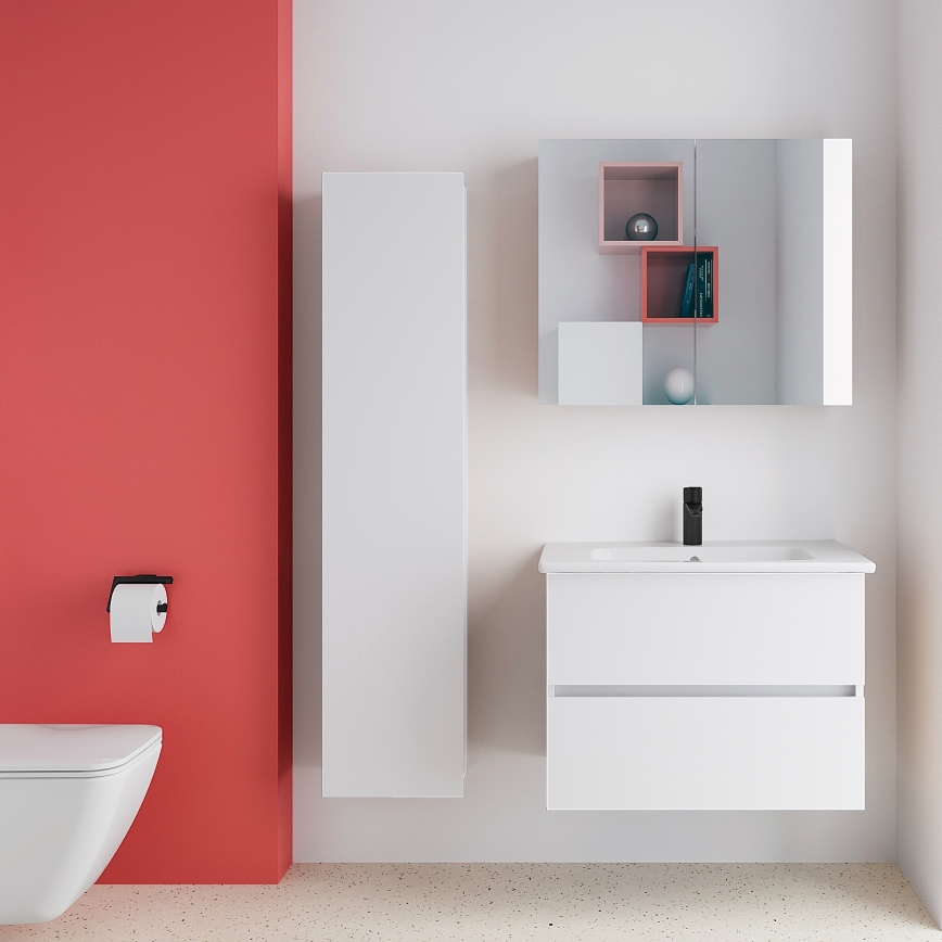 Dřevojas - Mobile da bagno con specchio NEXI 80x68 cm bianco