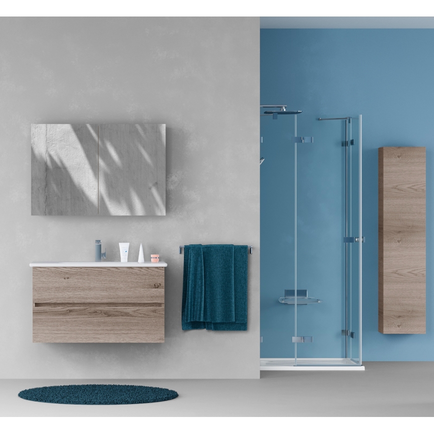 Dřevojas - Spiegelschrank NEXI 100x68 cm dunkle Eiche