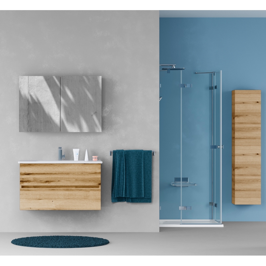 Dřevojas - Spiegelschrank NEXI 100x68 cm Eiche