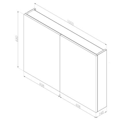Dřevojas - Spiegelschrank NEXI 100x68 cm Eiche