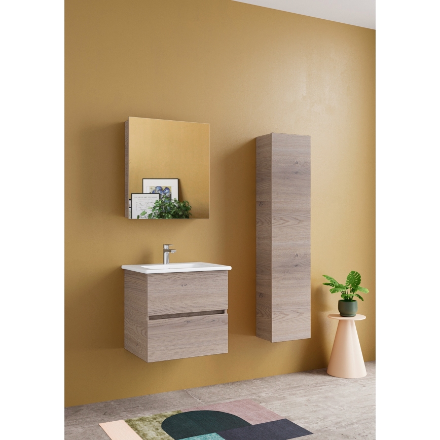 Dřevojas - Spiegelschrank NEXI 60 x 68 cm, Dunkleiche