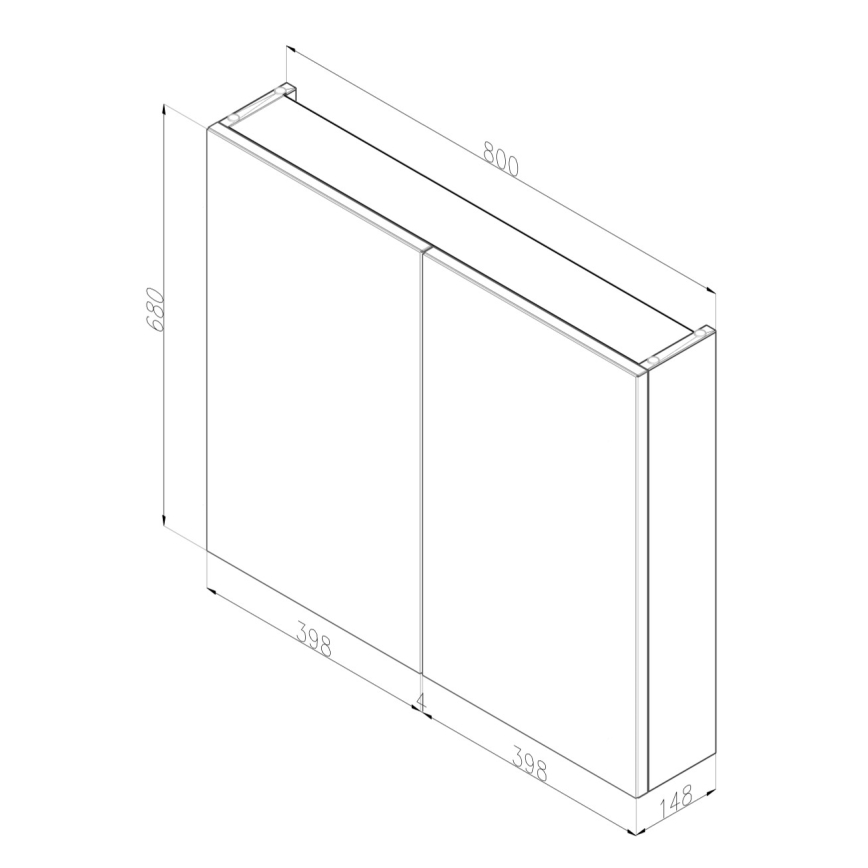 Dřevojas - Spiegelschrank NEXI 80x68 cm weiß