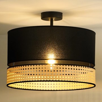 Duolla - Aufbauleuchte DOUBLE RATTAN 1xE27/15W/230V d 40 cm schwarz/beige