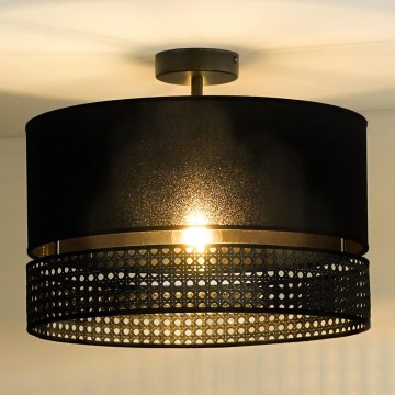 Duolla - Aufbauleuchte DOUBLE RATTAN 1xE27/15W/230V d 40 cm schwarz