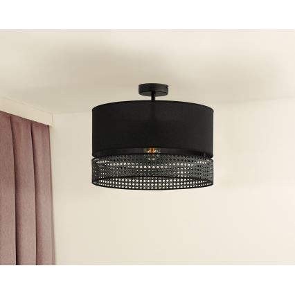 Duolla - Aufbauleuchte DOUBLE RATTAN 1xE27/15W/230V d 40 cm schwarz