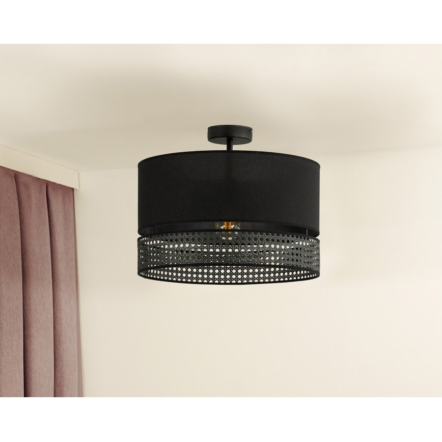 Duolla - Aufbauleuchte DOUBLE RATTAN 1xE27/15W/230V d 40 cm schwarz