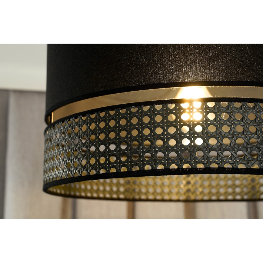 Duolla - Aufbauleuchte DOUBLE RATTAN 1xE27/15W/230V d 40 cm schwarz