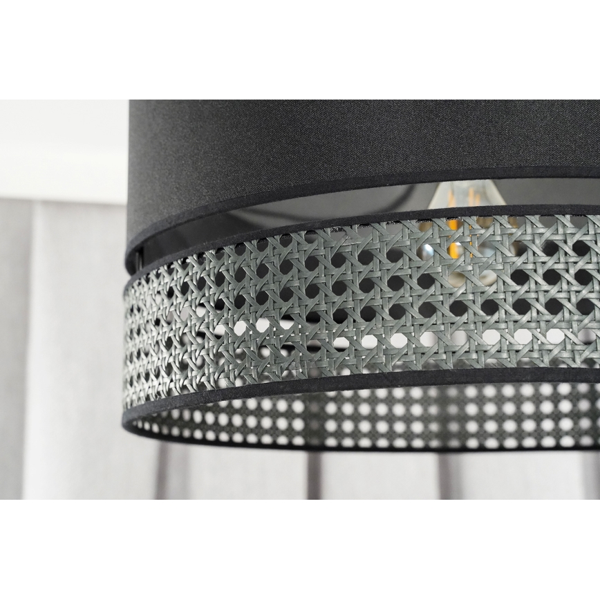 Duolla - Aufbauleuchte DOUBLE RATTAN 1xE27/15W/230V d 40 cm schwarz
