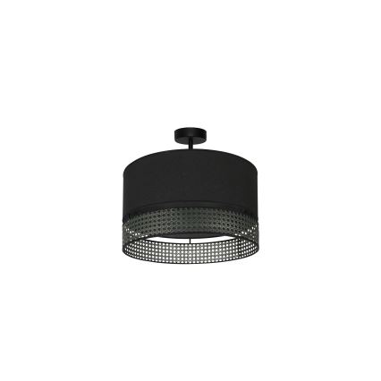 Duolla - Aufbauleuchte DOUBLE RATTAN 1xE27/15W/230V d 40 cm schwarz