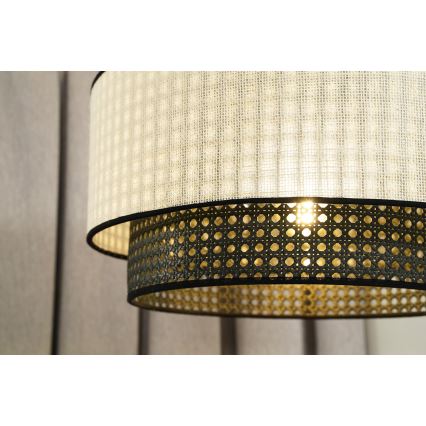 Duolla - Aufbauleuchte RATTAN YUTE 1xE27/15W/230V d 45 cm cremefarben/schwarz