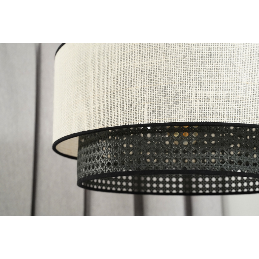 Duolla - Aufbauleuchte RATTAN YUTE 1xE27/15W/230V d 45 cm cremefarben/schwarz