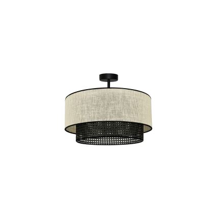 Duolla - Aufbauleuchte RATTAN YUTE 1xE27/15W/230V d 45 cm cremefarben/schwarz