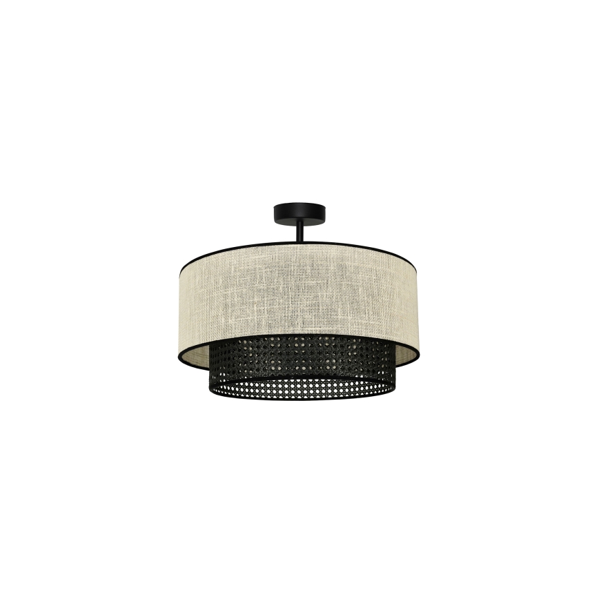 Duolla - Aufbauleuchte RATTAN YUTE 1xE27/15W/230V d 45 cm cremefarben/schwarz