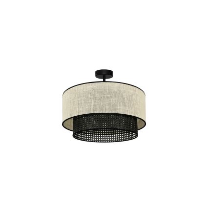 Duolla - Aufbauleuchte RATTAN YUTE 1xE27/15W/230V d 45 cm cremefarben/schwarz