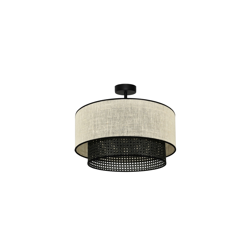 Duolla - Aufbauleuchte RATTAN YUTE 1xE27/15W/230V d 45 cm cremefarben/schwarz