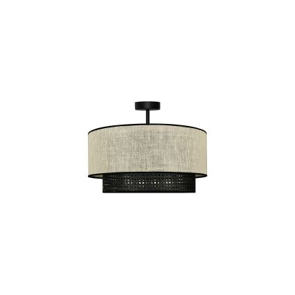 Duolla - Aufbauleuchte RATTAN YUTE 1xE27/15W/230V d 45 cm cremefarben/schwarz