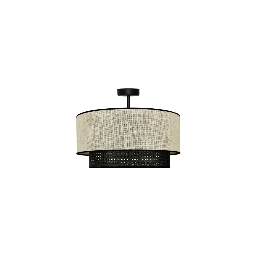Duolla - Aufbauleuchte RATTAN YUTE 1xE27/15W/230V d 45 cm cremefarben/schwarz
